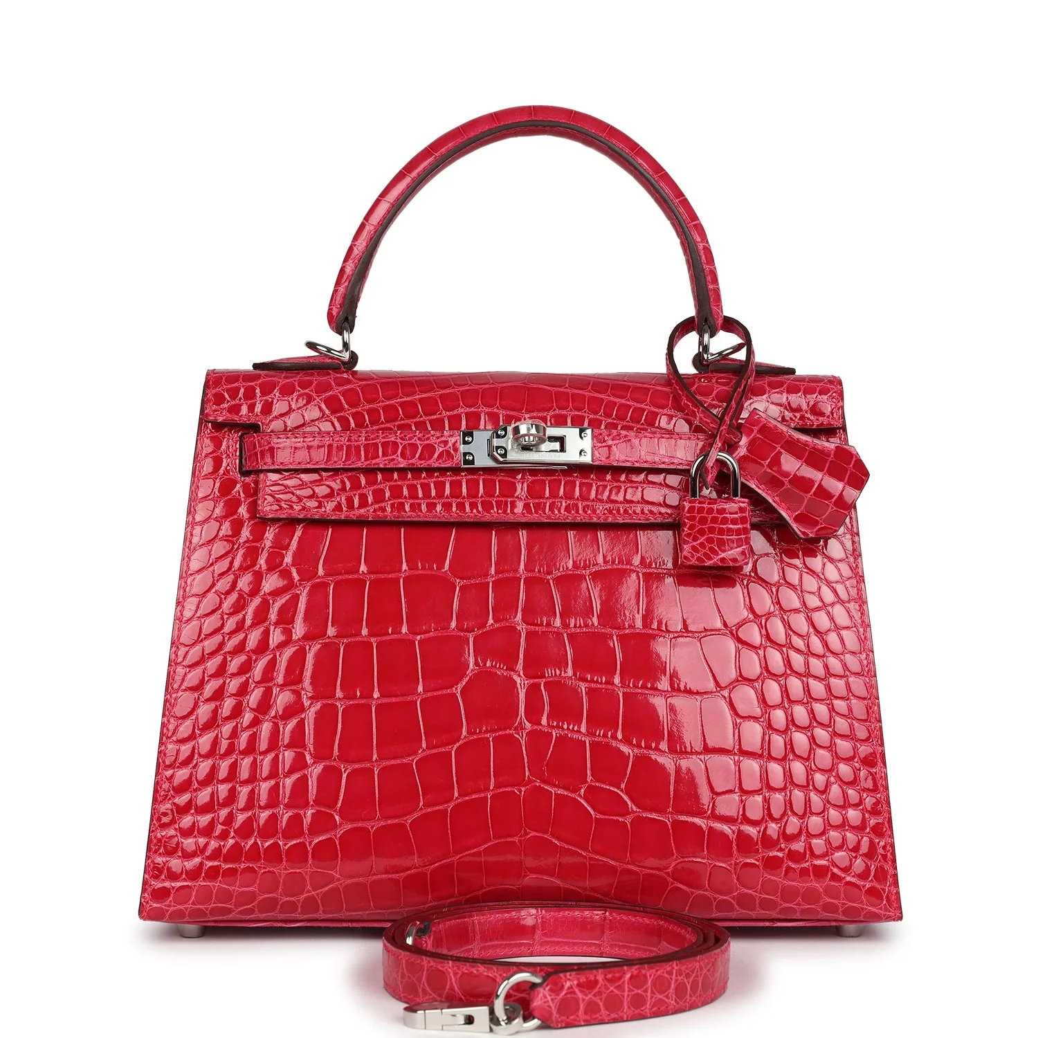 0CD8E8B0-1CA4-4097-38B6-E3DA3AB402CC.webp Hermes Kelly Sellier 25 Rose Extreme Shiny Alligator Palladium Hardware - Image 1