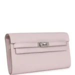 Hermes Kelly Wallet To Go Mauve Pale Epsom Palladium Hardware - Image 2