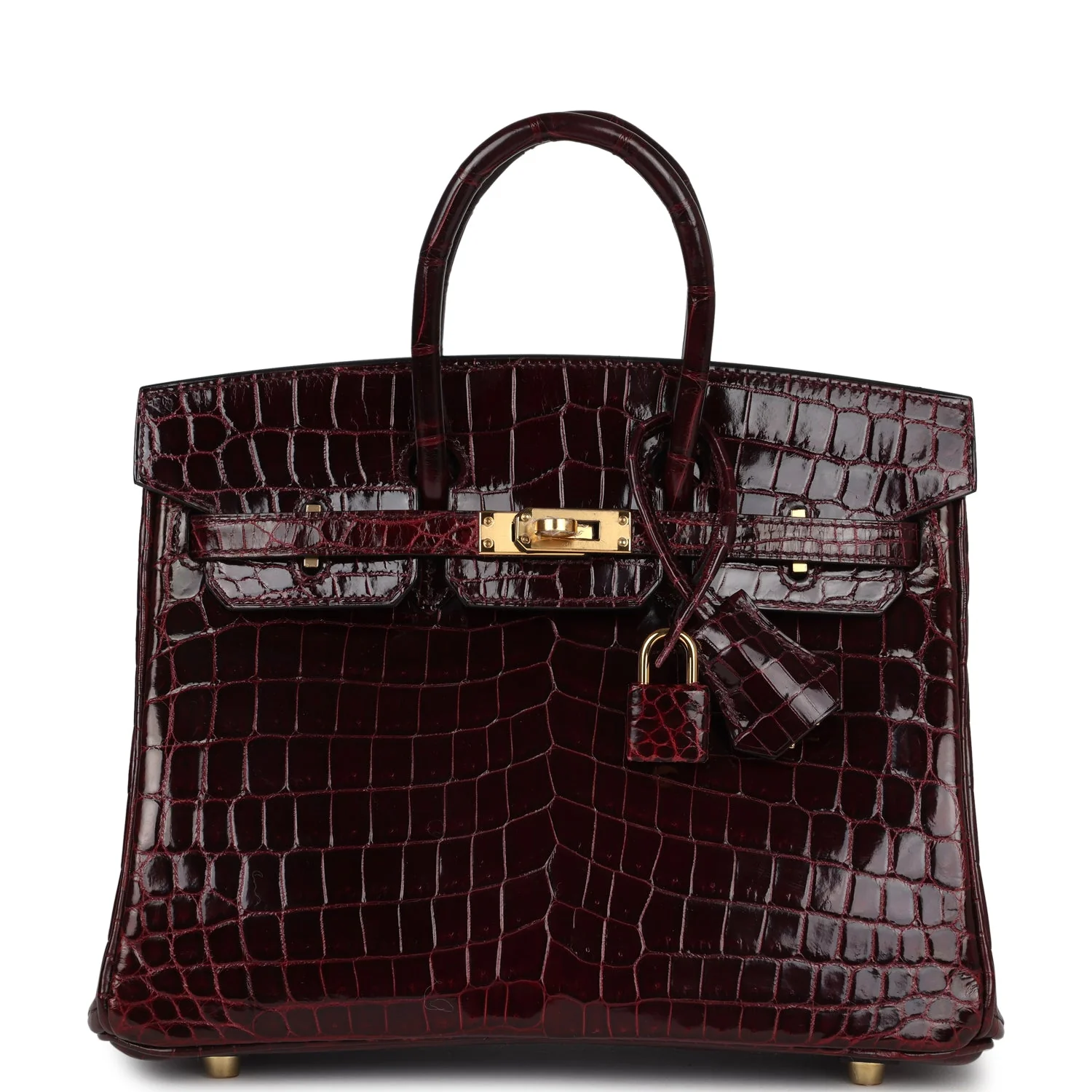0E3D9C8E-F96D-760F-B498-4DD84D90600E.webp Hermes Birkin 25 Bordeaux Shiny Niloticus Crocodile Gold Hardware - Image 1