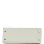 Hermes Special Order (HSS) Kelly Sellier 25 Gris Perle and Graphite Ostrich Permabrass Hardware - Image 6