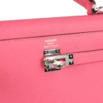 Hermes Kelly Sellier 25 Rose Azalee Epsom Palladium Hardware - Image 7