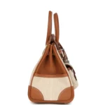 Hermes Birkin 25 Cargo Ecru-Beige Toile H and Gold Swift Palladium Hardware - Image 3