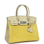 Herm&egrave;s 30cm Birkin HSS Vanille/ Mimosa Matte Alligator Palladium Hardware customization