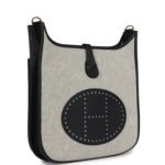 Hermes Evelyne III PM Black Clemence and Ecru Toile Gold Hardware - Image 2