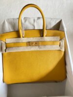 Herm&egrave;s Bikrin 25-35 Amber Yellow with Custom Gold Buckle - Image 2