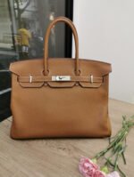 Herm&egrave;s Bikrin 35-40 gold brown silver buckle custom - Image 4