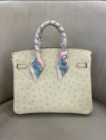 Herm&egrave;s Birkin 25-30 Cream Ostrich Leather - Image 2