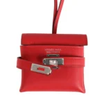 Hermes Kelly Festival Bag Charm Rouge Radieux Swift Palladium Hardware - Image 6