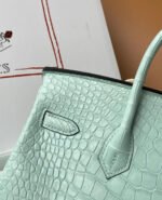 Herm&egrave;s Birkin 25-30 mint green matte crocodile leather - Image 7