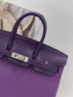Herm&egrave;s Birkin Violet  30-35cm  gold clasps Crocodile skin customization - Image 4
