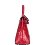 Hermes Kelly Sellier 25 Rose Extreme Shiny Alligator Palladium Hardware - Image 3