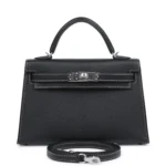 Hermes Special Order (HSS) Kelly Sellier 20 Black Verso Chevre Palladium Hardware