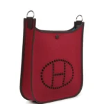 Hermes Neo Evelyne PM Rubis Officier Canvas and Rouge Sellier Swift Palladium Hardware - Image 2