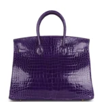 Hermes Birkin 35 Ultraviolet Shiny Porosus Crocodile Gold Hardware - Image 4