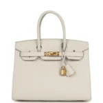 Hermes Birkin Sellier 30 Gris Pale Epsom Gold Hardware