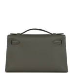 Hermes Special Order (HSS) Kelly Pochette Gris Meyer Verso Swift Permabrass Hardware - Image 4