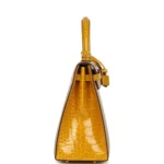 Hermes Special Order (HSS) Kelly Sellier 25 Beige Sable and Jaune Ambre Shiny Alligator Mississpiensis Brushed Gold Hardware - Image 3