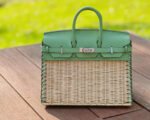 Herm&egrave;s Picnic Sellier Birkin 25 Avocado Green Swift Palladium Hardware - Image 5
