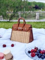 Herm&egrave;s Picnic Sellier Birkin 25 Framboise Swift Palladium Hardware customization - Image 6