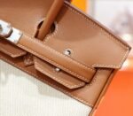 Hermes Birkin gold-plated bag, golden-brown Swift combination, original canvas, fully hand-sewn, silver buckle, 30cm long customization - Image 6