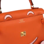 Hermes "Quelle Idolle" Kelly Doll Orange and Rose Sakura Swift Gold Hardware - Image 7