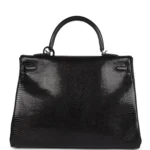 Hermes Kelly Retourne 35 Black Varanus Niloticus Lizard Palladium Hardware - Image 4