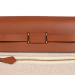 Hermes Herbag Zip 20 Mini Ecru and Beige Toile H Canvas and Fauve Vache Hunter Gold Hardware - Image 6