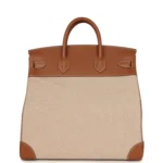 Hermes Birkin HAC 40 Gold Togo and Ecru-Beige Toile H Canvas Palladium Hardware - Image 4