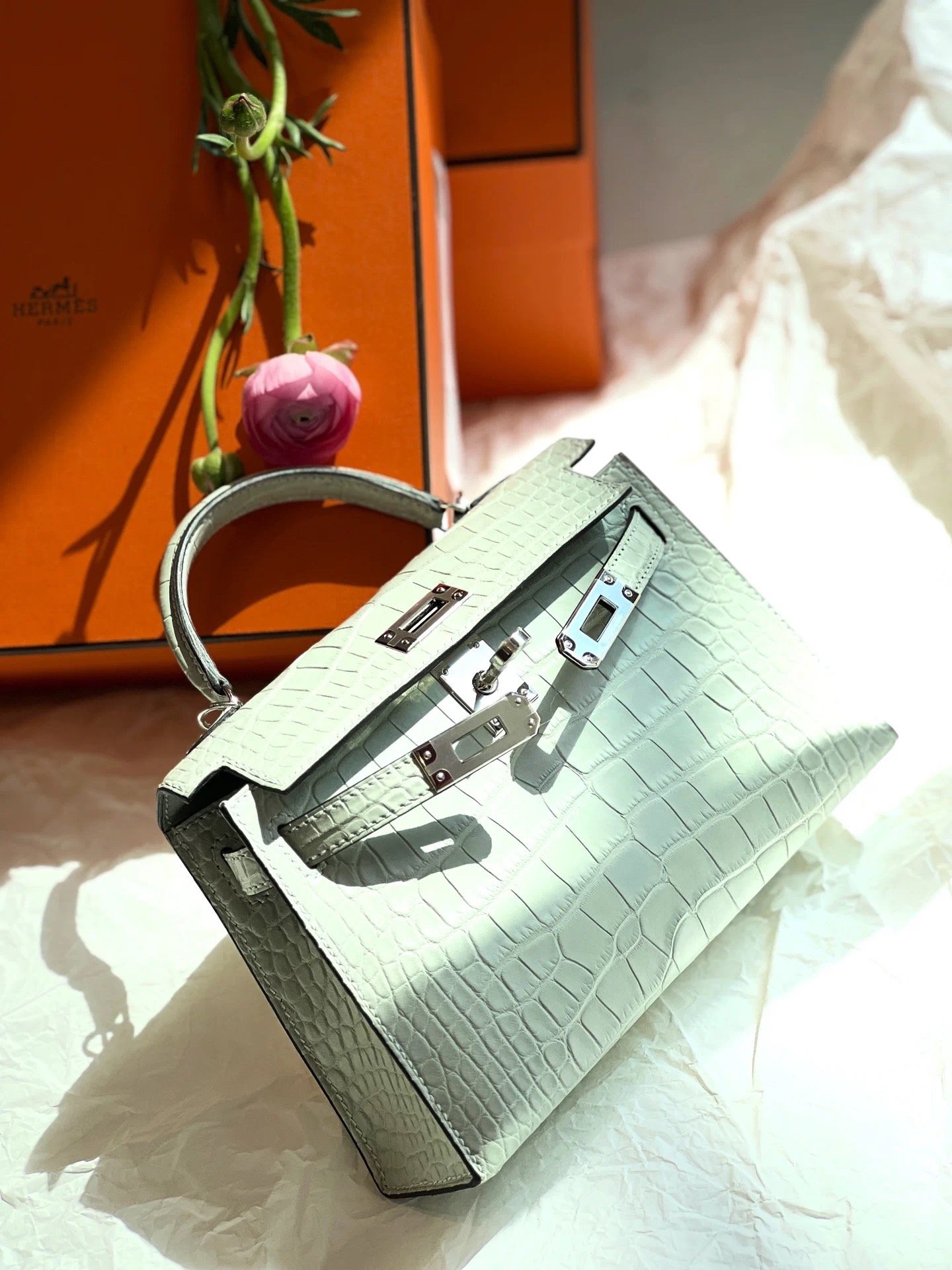 1E3A70C7-E597-D08A-54F5-18526FA1B558.jpg Hermes Kelly2 Mini 19 crocodile skin - Image 1