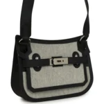 Hermes Mini Jypsiere Black and Ecru Toile H Black Swift Palladium Hardware - Image 2
