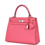 Hermes Kelly Sellier 25 Rose Azalee Epsom Palladium Hardware - Image 5