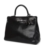 Hermes Kelly Retourne 35 Black Varanus Niloticus Lizard Palladium Hardware - Image 5