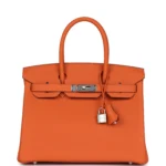 Hermes Birkin 30 Orange Togo Palladium Hardware