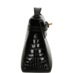 Hermes Kelly Pochette Black Shiny Porosus Crocodile Gold Hardware - Image 3