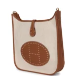 Hermes Evelyne III PM Gold Clemence and Ecru Toile H Canvas Gold Hardware - Image 5