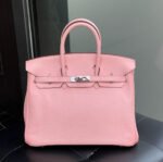 Herm&egrave;s Brikin 25-35 Cherry Blossom Pink Silver Buckle Custom