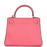Hermes Special Order (HSS) Kelly Retourne 28 Rose Azalee and Vert Vertigo Swift Gold Hardware - Image 4