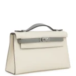 Hermes Special Order (HSS) Kelly Pochette Beton and Gris Meyer Swift Palladium Hardware - Image 2
