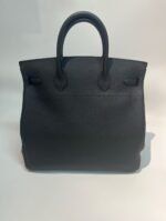 Herm&egrave;s Haut a Courroies 40 Black Silver Buckle Togo Leather Custom - Image 3