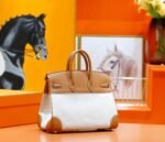 Hermes Birkin gold-brown Swift combination. Original canvas. Gold buttons. Fully hand-sewn. 25cm. customization - Image 3