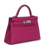 Hermes Special Order (HSS) Kelly Sellier 20 Rose Pourpre Verso Epsom Palladium Hardware - Image 2