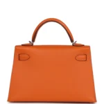 Hermes Kelly Sellier 20 Orange Epsom Palladium Hardware - Image 4
