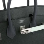 Hermes Birkin 25 Tricolor Vert Fonce, Ardoise and Vert Peppermint Epsom Palladium Hardware - Image 7