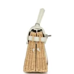 Hermes Mini Picnic Kelly 20 White Swift and Osier Wicker Palladium Hardware - Image 3