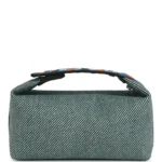 Hermes Bride-A-Brac Au Carre Case PM Vert Foret H Natte Canvas and Wool Palladium Hardware - Image 4