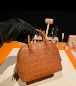 Bolide Mini 18CM Matte crocodile leather brown - Image 11