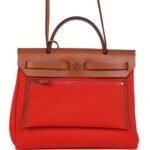 Hermes Herbag Zip PM 31 Capucine Toile Militaire & Fauve Vache Hunter Palladium Hardware - Image 4