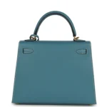 Hermes Kelly Sellier 25 Blue Jean Epsom Gold Hardware - Image 4
