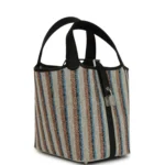Hermes Stripe Picotin Lock 18 Black Swift and Ecru, Bleu, Black and Fauve Toile H Canvas Palladium Hardware - Image 2