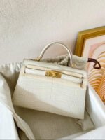 Herm&egrave;s kelly mini 2 generation glacier white matte crocodile skin - Image 2